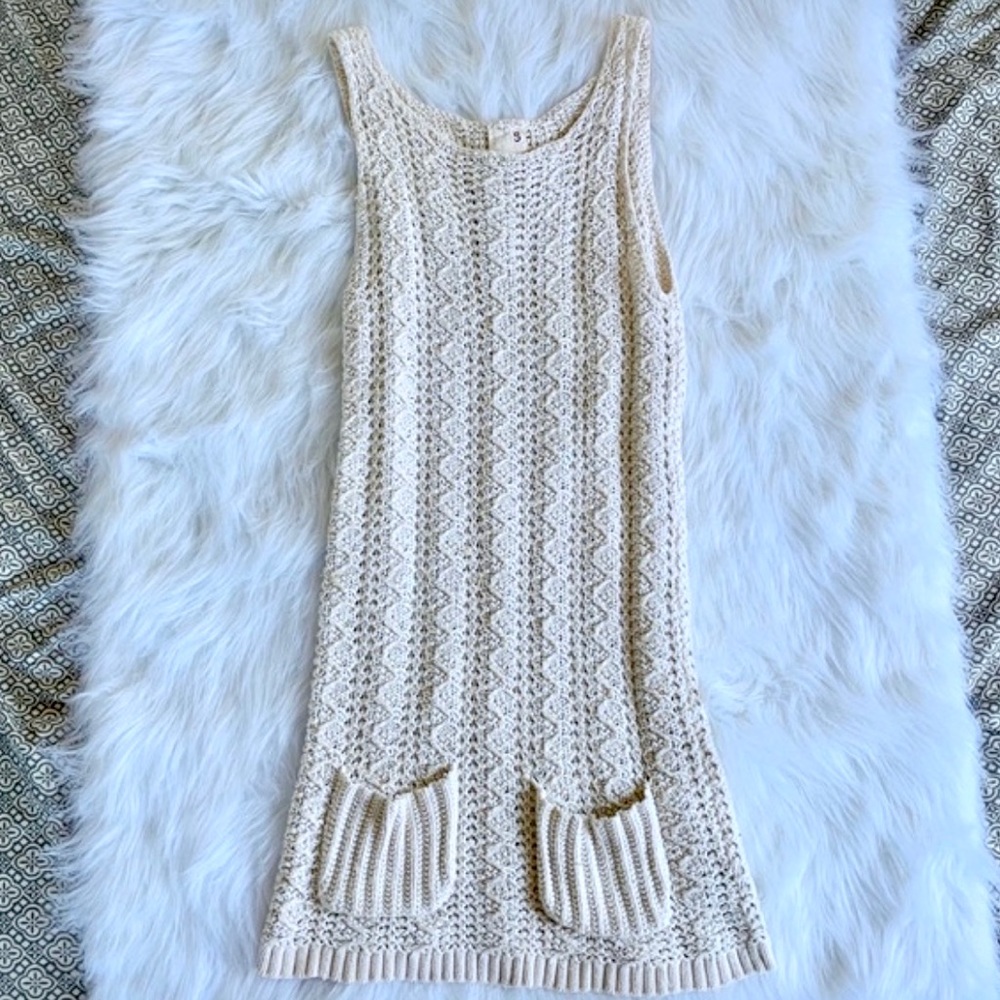 Anthropologie Cotton Chunky Knit Tunic Dress